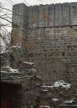 26 Gesamte SO-Ecke der Ruine. Nochmals ablesbar drei Geschosse über einem Keller.