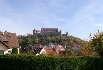 02 Majestätisch erhebt sich das Fuggerschloss hinter spätmittelalterlichen Burgmauern.