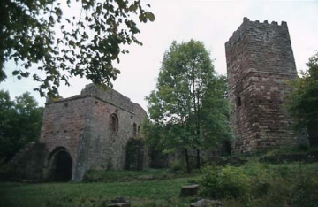 17 Zwischen Torbau/Torzwinger und Bergfried erhob 
sich der Wohnbau, vielleicht ehemals die Wohnung 
des Burgherren. (W. Hotz)